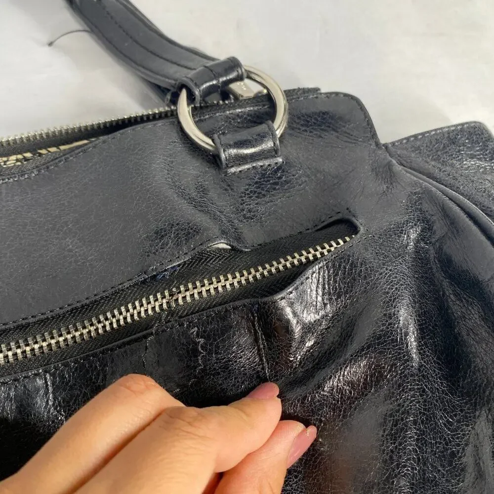 HOBO Black Sophie Leather Over-the-Shoulder Satchel Handbag Purse